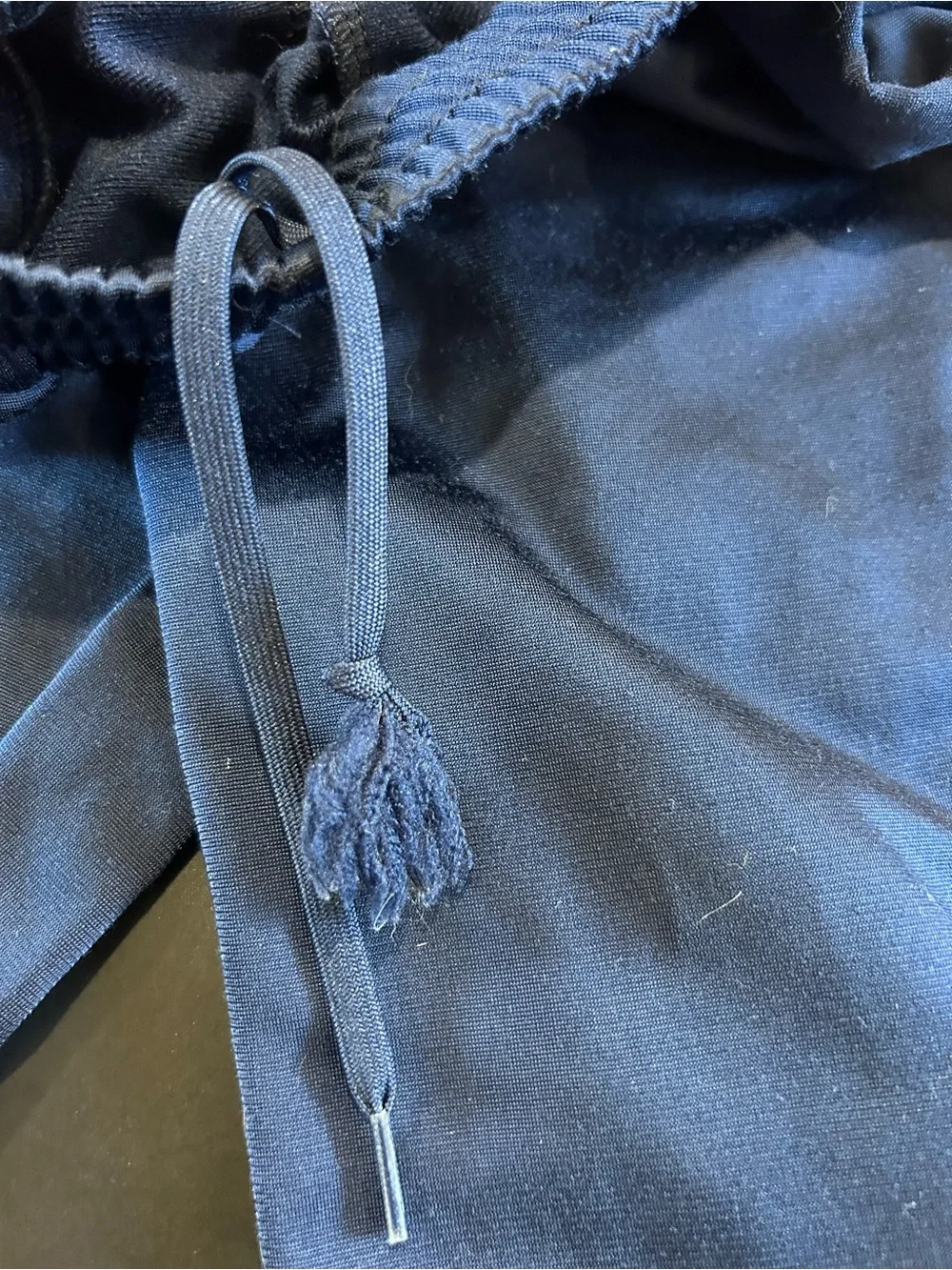 adidas Boys Navy Sweatpants with Orange Three-Stripes - Picture 3 of 3